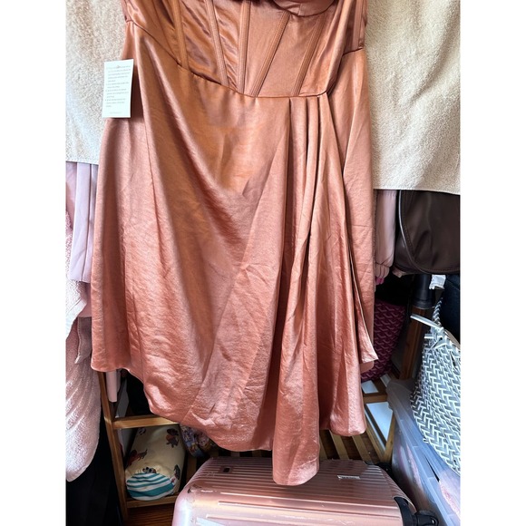 Miss Circle Brigid Coffee Satin Corset Dress Size XL - Picture 14 of 16